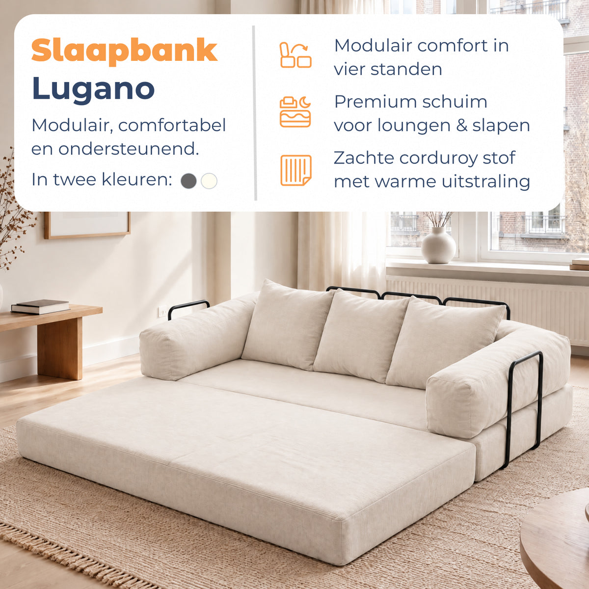 Slaapbank Lugano Off-white